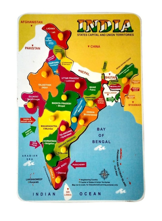 EL SMO Indian Map with Calendar Wooden Puzzle Toy for Kids, Jigsaw Puzzle, Educational Learning Board Game, - Image 3